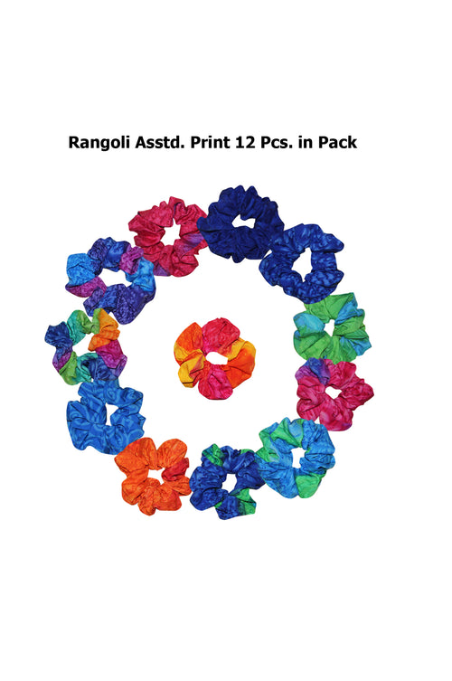 Scrunchie (Pack of 12 Assorted Rangoli Designs)