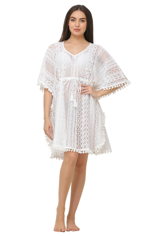 Cotton Side Net Short Kaftan